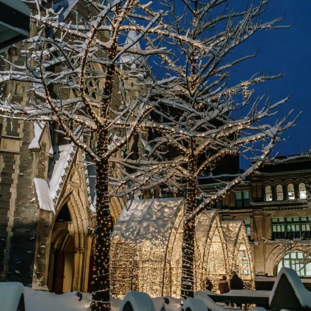Illuminations 2023 de Montréal centre-ville : les arches de Christ Church