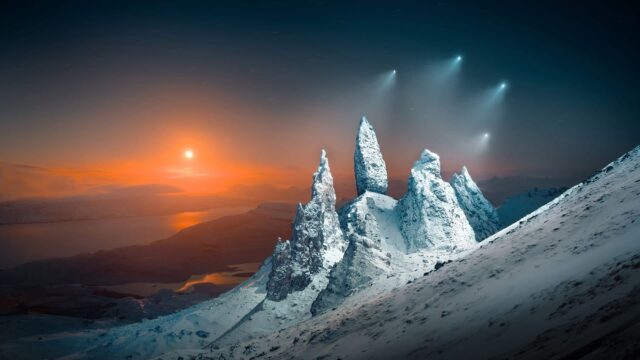 Paysage hivernal au coucher du soleil, finaliste du Sony World Photography Awards 2024.