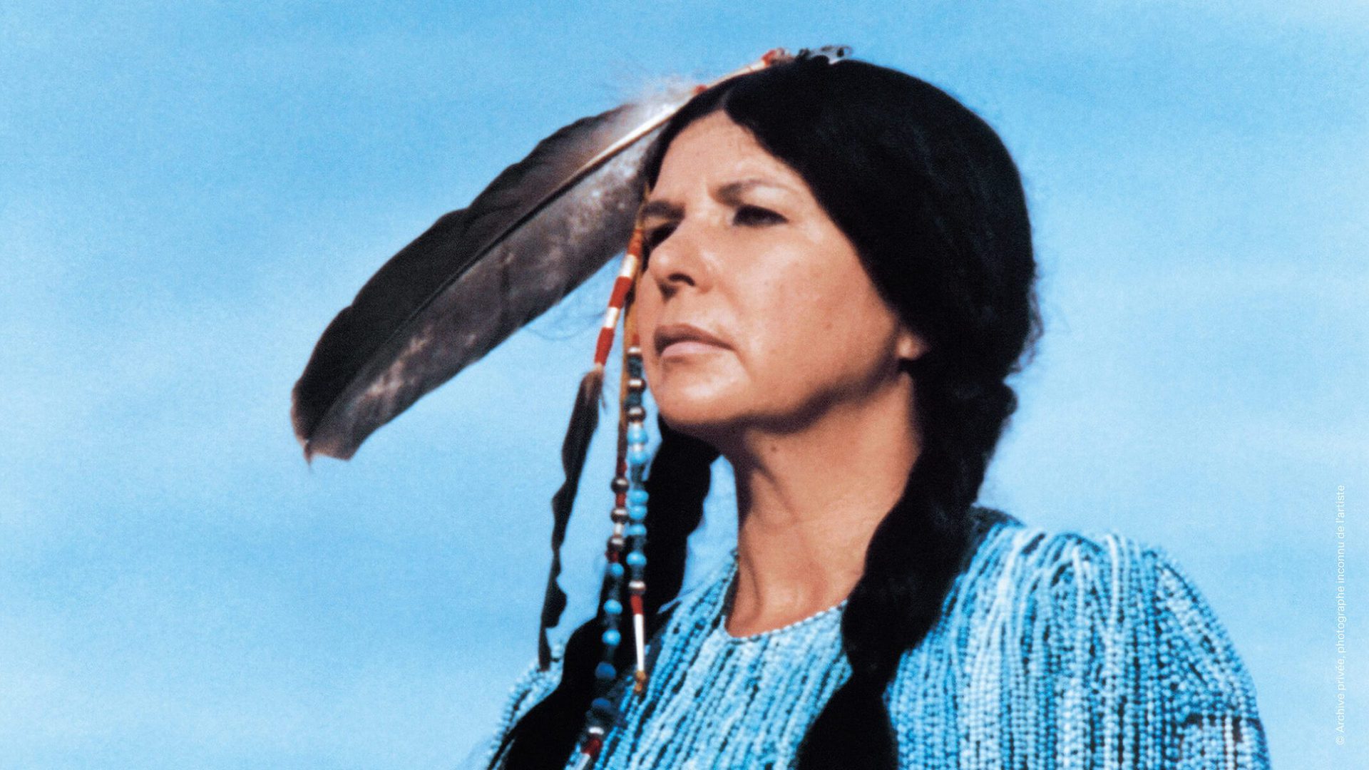 Portrait of Alanis Obomsawin, Indigenous filmmaker and artist, exhibition at the Musée d'art contemporain de Montréal.