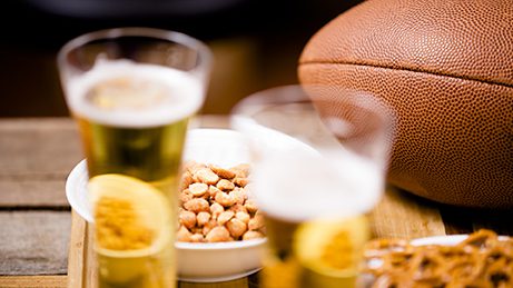 Pub food. Snacks, beer, football. Sports bar atmosphere. Party.