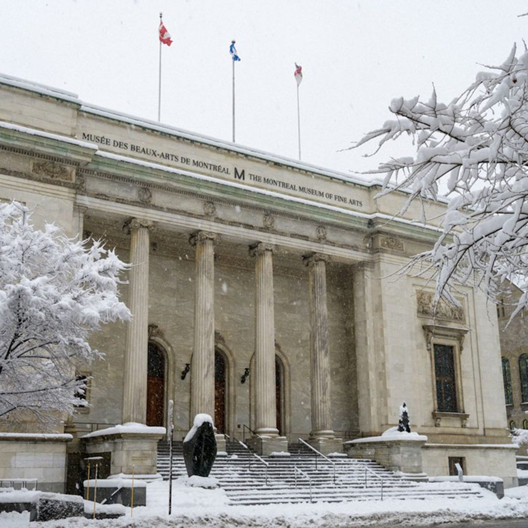 Musée des beaux-arts de Montréal sous la neige.